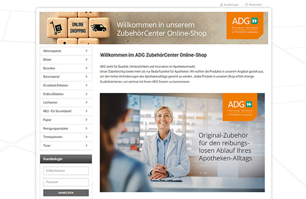 Screenshot vom ADG ZubehörCenter Onlineshop
