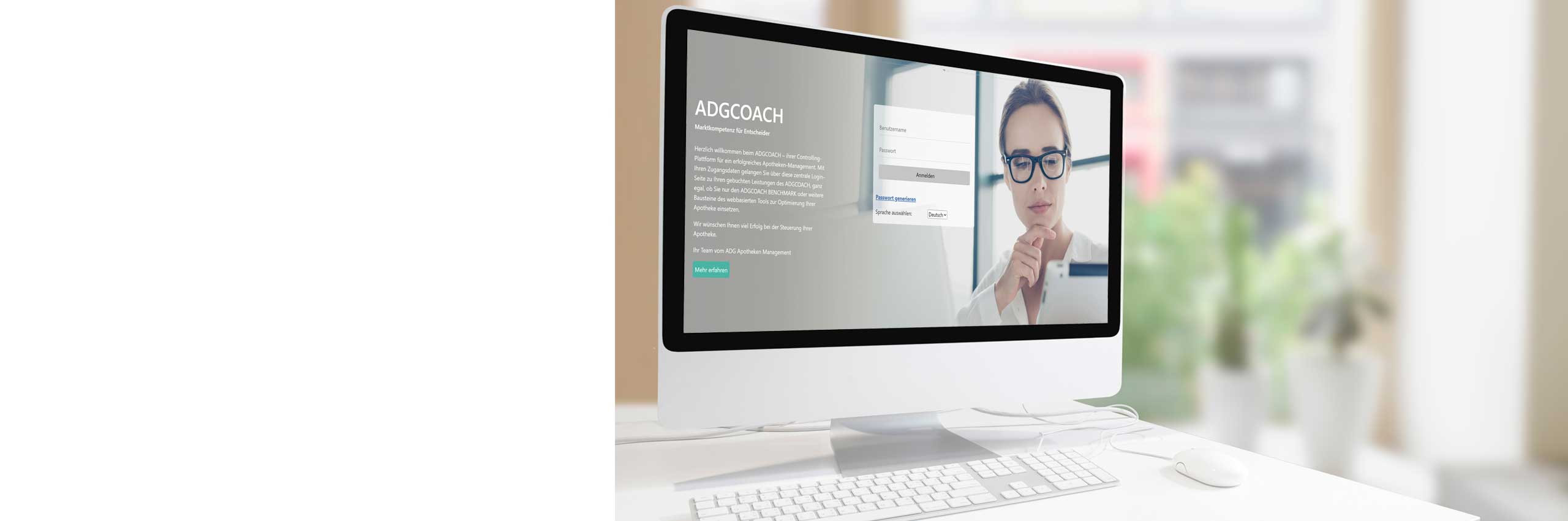Bildschirm mir ADGCOACH Startseite 