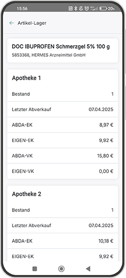 Artikelsuche der App MAJA